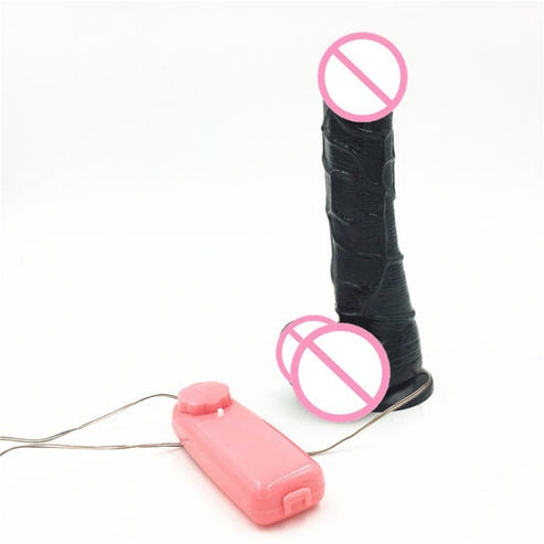 8 Inch Black Realistic Dildo With Vibration