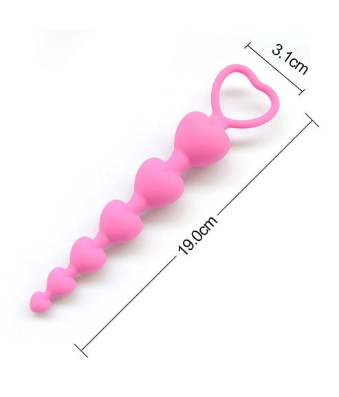 Silicone Heart Shaped Beads Anal Toy